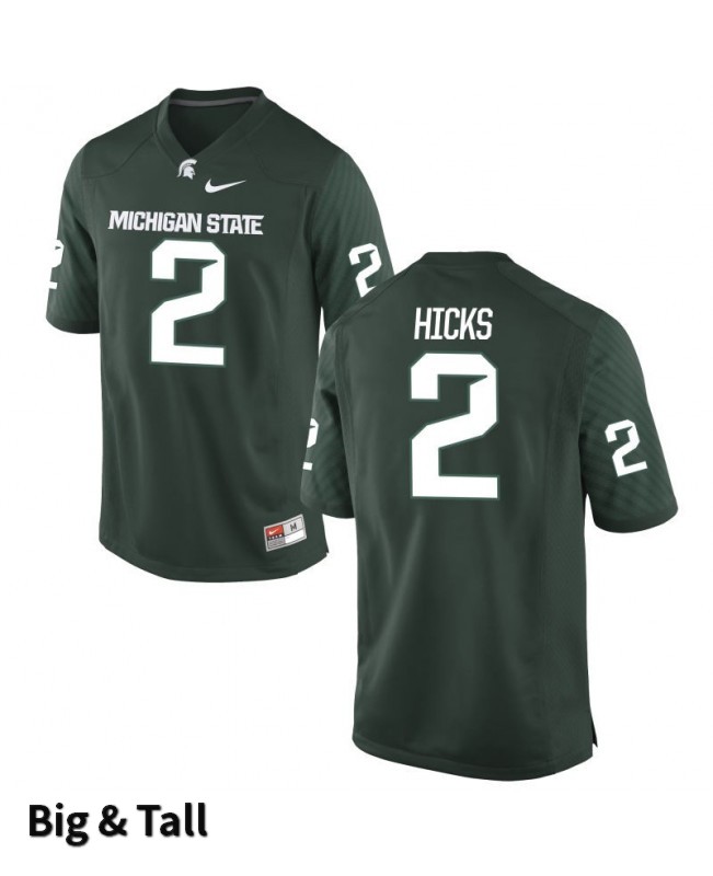 Men's Michigan State Spartans #2 Darian Hicks NCAA Nike Authentic Green Big & Tall College Stitched Football Jersey ZY41W16BP